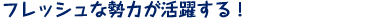 フレッシュな勢力が活躍する!